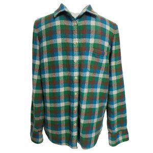 J. Crew Boy Long Sleeve Blue, Green, & Brown Flannel Button Down Shirt 12